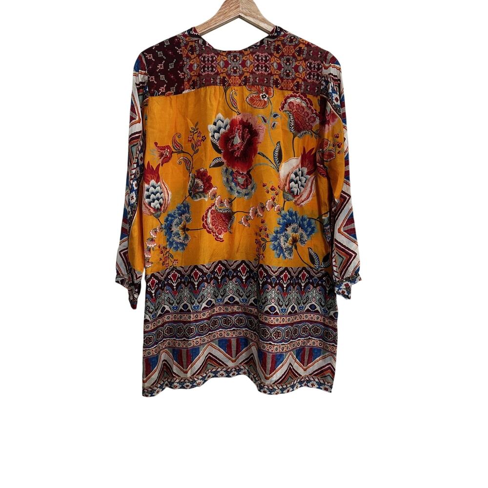 Johnny Was Sasha Maine Silk Tunic S Floral Embroidered Boho Luxe Blouse Peasant - Picture 6 of 8